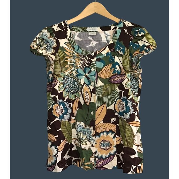 Van Heusen Womens Floral Print Button-Front Blouse Medium - Picture 1 of 7